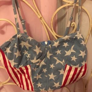 American Flag Bustier Crop Top